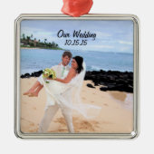 私たち結婚のシルバーメタル写真オーナメント メタルオーナメント (正面)