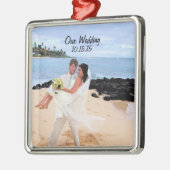 私たち結婚のシルバーメタル写真オーナメント メタルオーナメント (左)