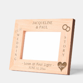 私たち結婚のストーリーハート名6 x 4, 7 x 5写真 レーザー彫刻フレーム