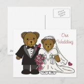 私たち結婚のテディ結婚ベアはがき ポストカード (正面/裏面)