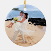 私たち結婚のブルゴーニュ・レッド・レース・ダマスクの写真 セラミックオーナメント (裏面)