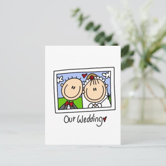 私たち結婚の写真Tシャツとプレゼント ポストカード (スタンド正面)