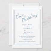 私たち結婚の埃っぽい青いエレガモダンントウェディング 招待状 (正面)