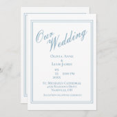 私たち結婚の埃っぽい青いエレガモダンントウェディング 招待状 (正面/裏面)