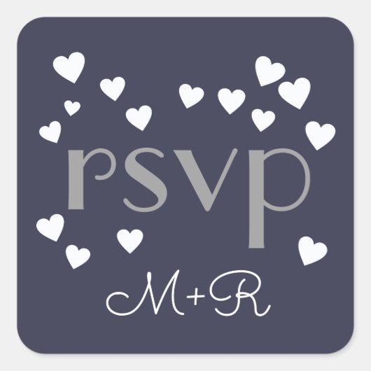 私たち結婚の愛+イニシャルr.s.v.p.ブルー スクエアシール (正面)
