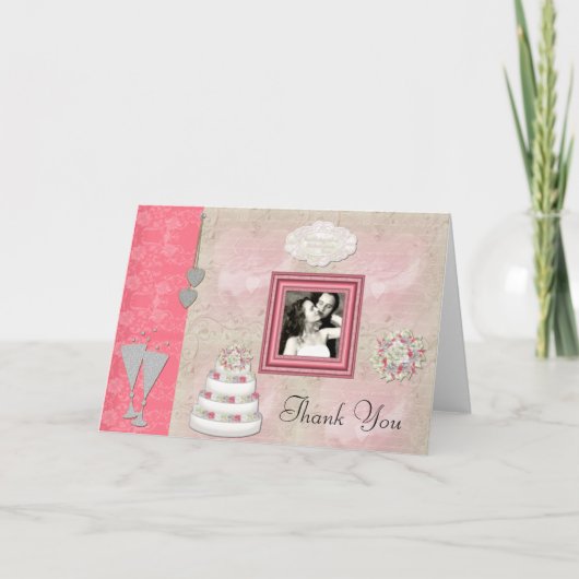 私たち結婚の感謝のフォトフレーム サンキューカード (正面)