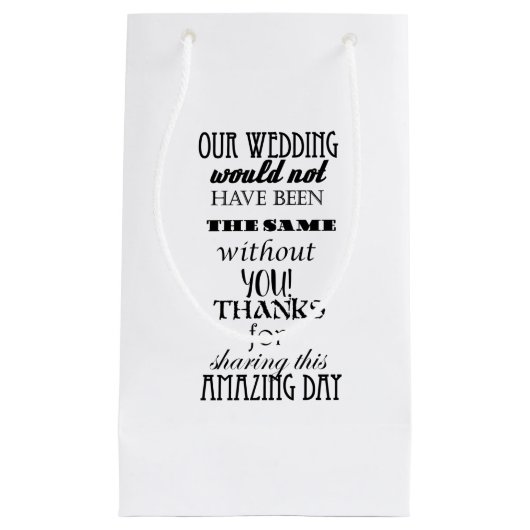 私たち結婚の抱き枕 – 小、光沢 スモールペーパーバッグ (正面)