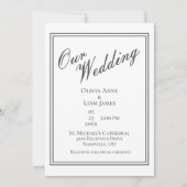 私たち結婚の白い黒のエレガントなモダン結婚式 招待状 (正面)