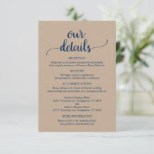 私たち結婚の詳細ネイビ素朴ー・ブルー エンクロージャーカード (スタンド正面)