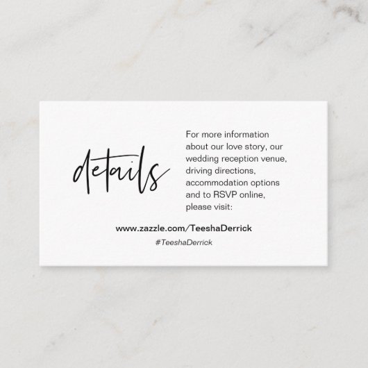 私たち結婚の詳細書道モダン エンクロージャーカード (正面)