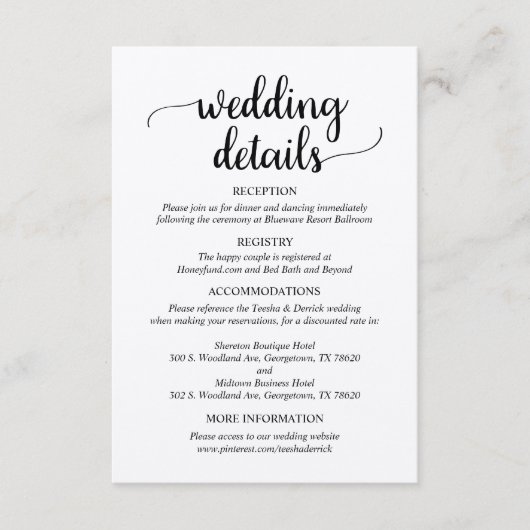 私たち結婚の詳細、スクリプ素朴ト、ブラウンクラフト エンクロージャーカード (正面)