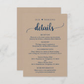 私たち結婚の詳細、ブラウン素朴・クラフト・ネイビー・ブルー エンクロージャーカード (正面/裏面)