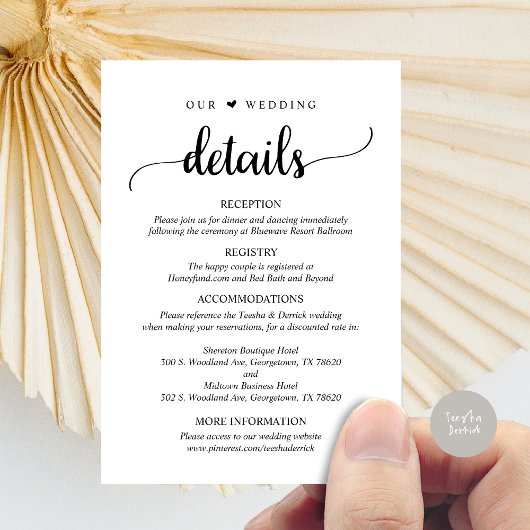 私たち結婚の詳細、黒素朴文字 エンクロージャーカード