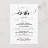 私たち結婚の詳細、黒素朴文字 エンクロージャーカード (正面)