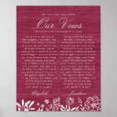 私たち結婚の誓いブルゴーニュフローラ木材記念日 ポスター (正面)