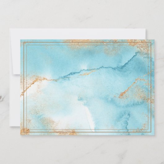 私たち結婚の金ゴールドターコイズエレガモダンントウェディング 招待状 (裏面)