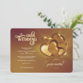 私たち結婚の金ゴールド招待状 案内状 (スタンド正面)