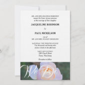 私たち結婚はモノグラムパステルピンクローズ 招待状 (正面)