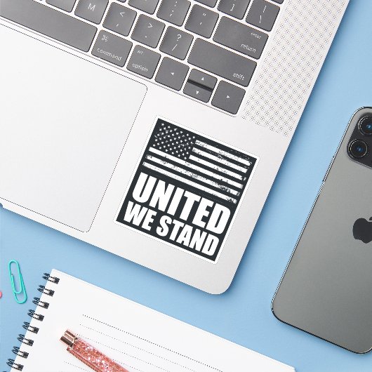 私たち統一されたはアメリカ国旗の細い青い線に立っていグランジる シール (ノートパソコンとiPhone)