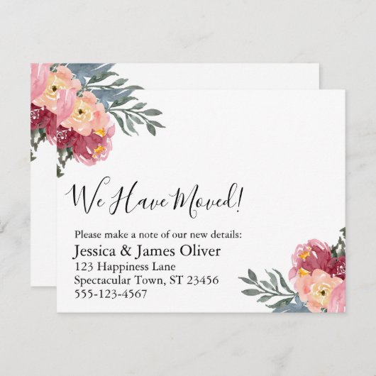 私たち絵を描が移し変えたピンクのフローラ エンクロージャーカード (正面/裏面)