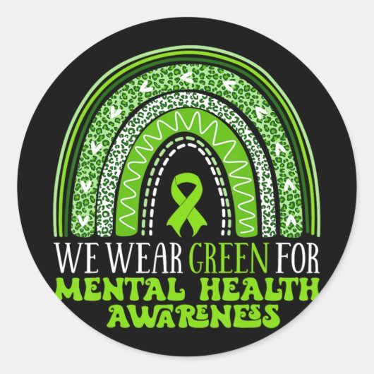 私たち衣服グリーンフォーメンタルヘルス認識度レインボー ラウンドシール (正面)