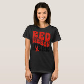 私たち衣服レッドRed Ribbon Week認識度Groovy Tシャツ (正面フル)