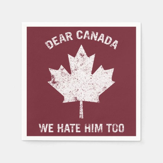私たち親愛はカナダ彼が政治的抗議を嫌い スタンダードカクテルナプキン (正面)