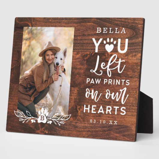 私たち離れのハートでの足跡ペット記念碑 フォトプラーク (側面)