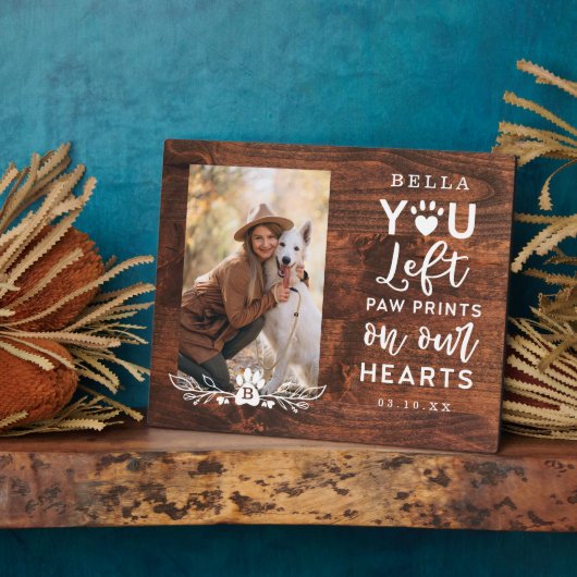 私たち離れのハートでの足跡ペット記念碑 フォトプラーク (側面)
