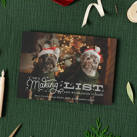 私たち食べのリストいけなおもしろい犬クリスマスカード シーズンカード