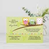 私たち3フクロウ家族中立の赤ちゃんシャワーの招待 招待状 (スタンド正面)