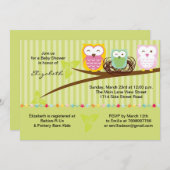 私たち3フクロウ家族中立の赤ちゃんシャワーの招待 招待状 (正面/裏面)