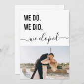 私たち しました 私たち 駆け落ちしました シンプル エレガント 写真 普通 招待状 (正面/裏面)