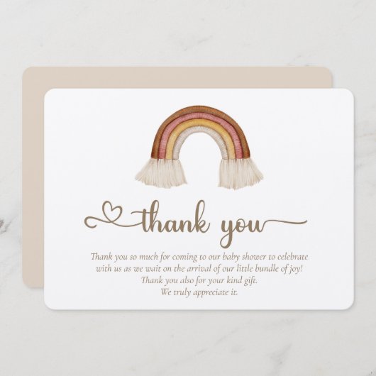 私たち、もう待ちきれないよ ボーホー テディベアのおもちゃ サンキューカード (正面/裏面)