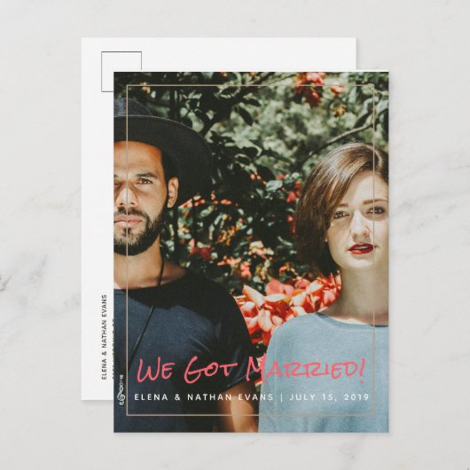 「私たち」得の発結婚表はがき 案内ポストカード (正面/裏面)