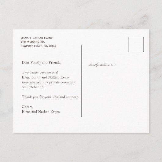 「私たち」得の発結婚表はがき 案内ポストカード (裏面)