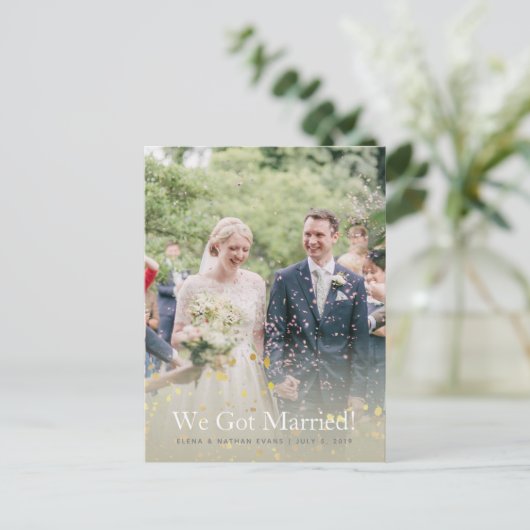 「私たち」得の発結婚表はがき 案内ポストカード (スタンド正面)