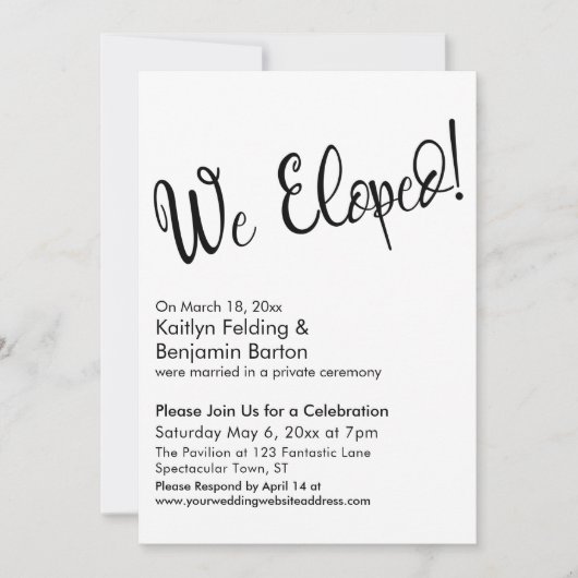 私たち、秘密結婚しました！　カジュアルな結婚後お祝い投稿 招待状 (正面)