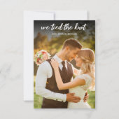 私たち、結婚しました 白い結婚式の写真 招待状 (正面)