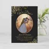 私たち、結婚しました! 黒の結婚式の披露宴 ゴールドカールズ 招待状 (スタンド正面)