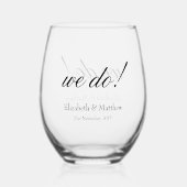 私たち、誓います！ 結婚式記念品 ステムなしワイングラス (正面)