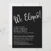 私たち、駆け落ちしました！ 黒モダンなポストウェディングセレブレーション 招待状 (正面)