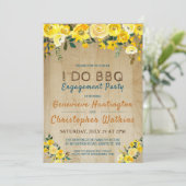 私たち、BBQで結婚式の計画を始めましょう! - ナチュラルな黄色の花のエンゲージメントパーティー 招待状 (スタンド正面)