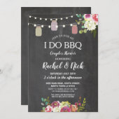 私たち BBQ カップルシャワーの瓶 ライト チョーク 花 招待状 (正面/裏面)