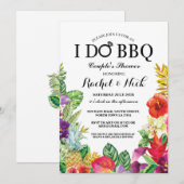 私たち、BBQ カップルシャワープレtty アロハ フラワーリクエスト 招待状 (正面/裏面)