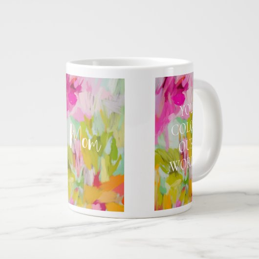 私たモダンちカラフルは愛する母の日のマグカップ ジャンボコーヒーマグカップ (正面右)