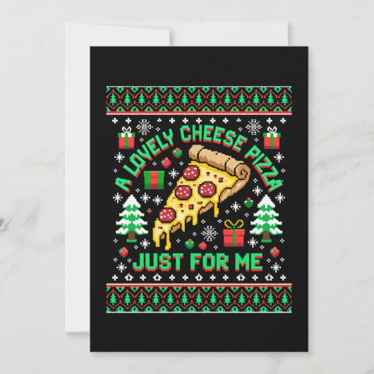 私だけの素敵なチーズピザ クリスマス ださいTシャツ 招待状 (正面)