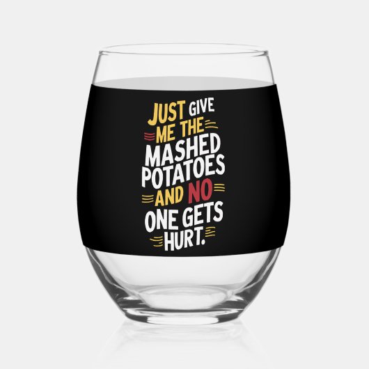 私だけ与えのマッシュポテト感謝祭 ステムなしワイングラス (正面)