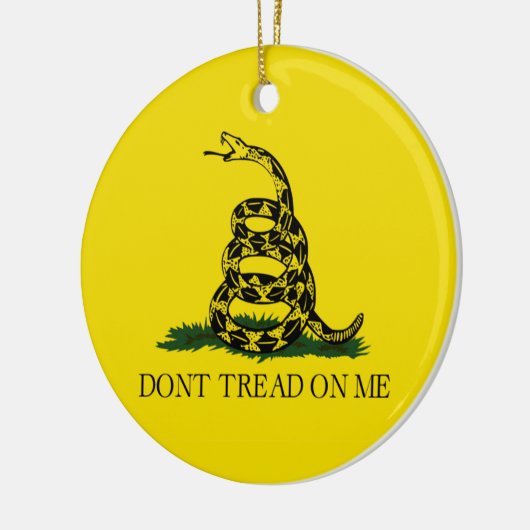 私で政治ガズデンの旗を踏まないで下さい セラミックオーナメント (左)