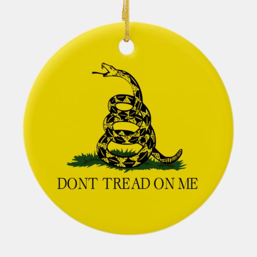 私で政治ガズデンの旗を踏まないで下さい セラミックオーナメント (裏面)